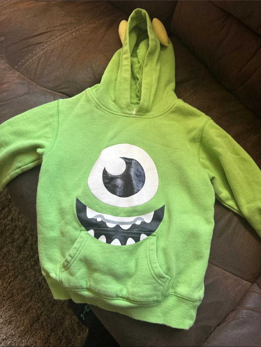 Disney Lime Green Monster Hoodie Sweatshirt - Kids